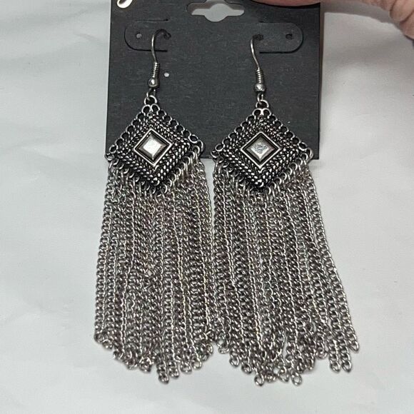 Gennaro Boho Long Chain Fringe Earrings - Picture 1 of 8